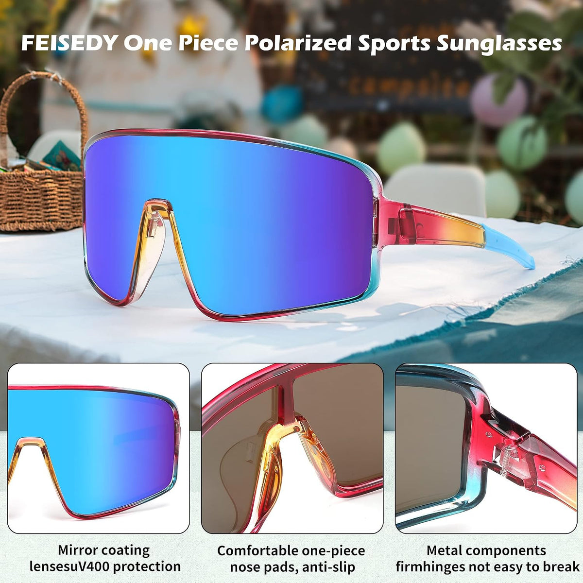 ÉÌƷͼƬ 37 | B0C785JPH3 | FEISEDY Sports Sunglasses, Polarized Oversized Shield for Women Men Youth, Baseball Cycling Running Outdoor Visor B2988
