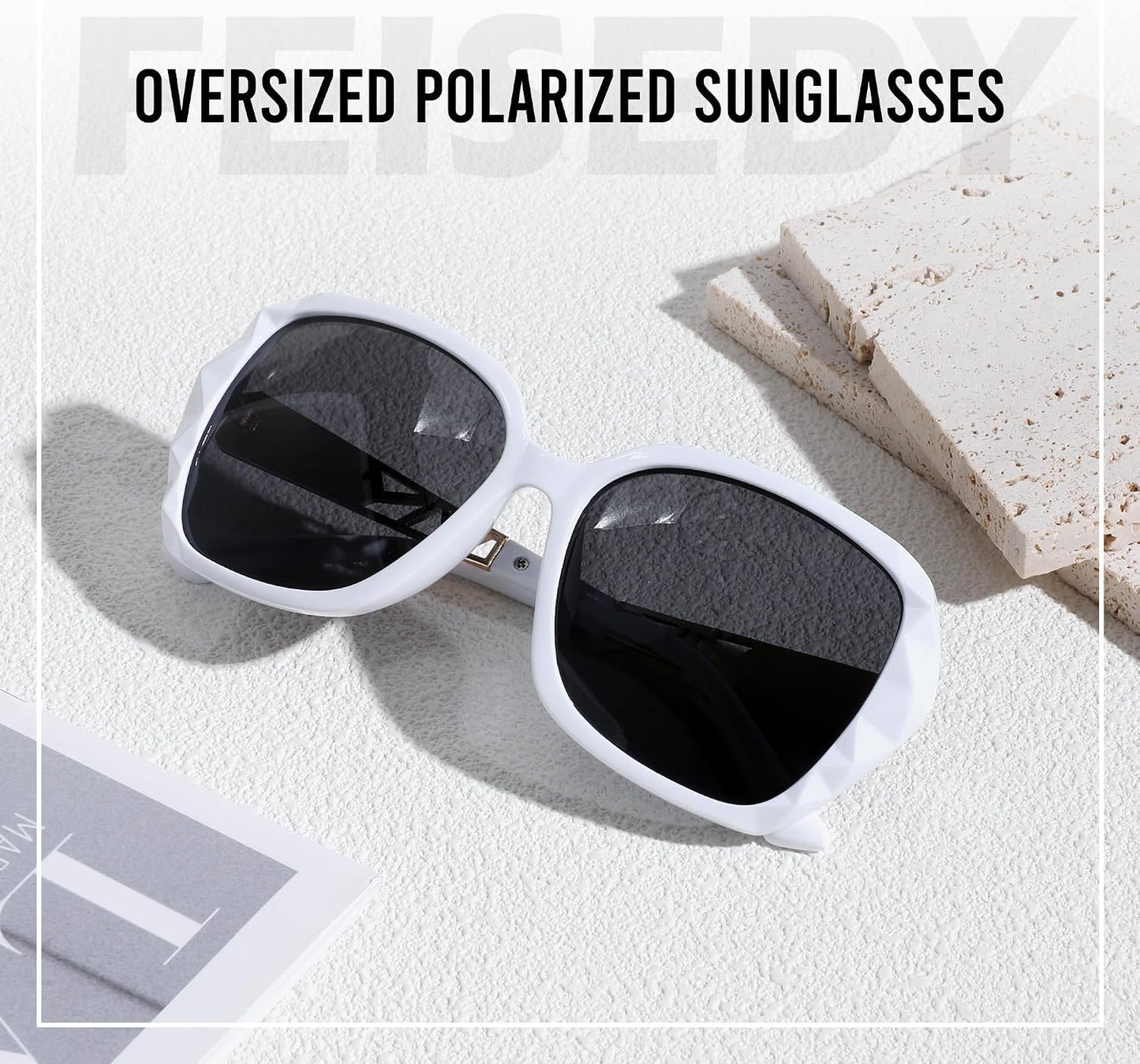 商品图片 45 | B079GT4RXH | FEISEDY Polarized Women Square Sunglasses Sparkling Composite Shiny Frame B2289