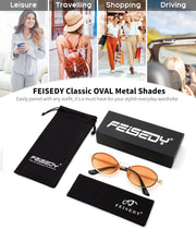 ÉÌƷͼƬ 6 | B0DGPQ2BTK | FEISEDY Retro Oval Sunglasses for Women Men Trendy Sun Glasses Classic Metal Shades UV400 Protection B0245