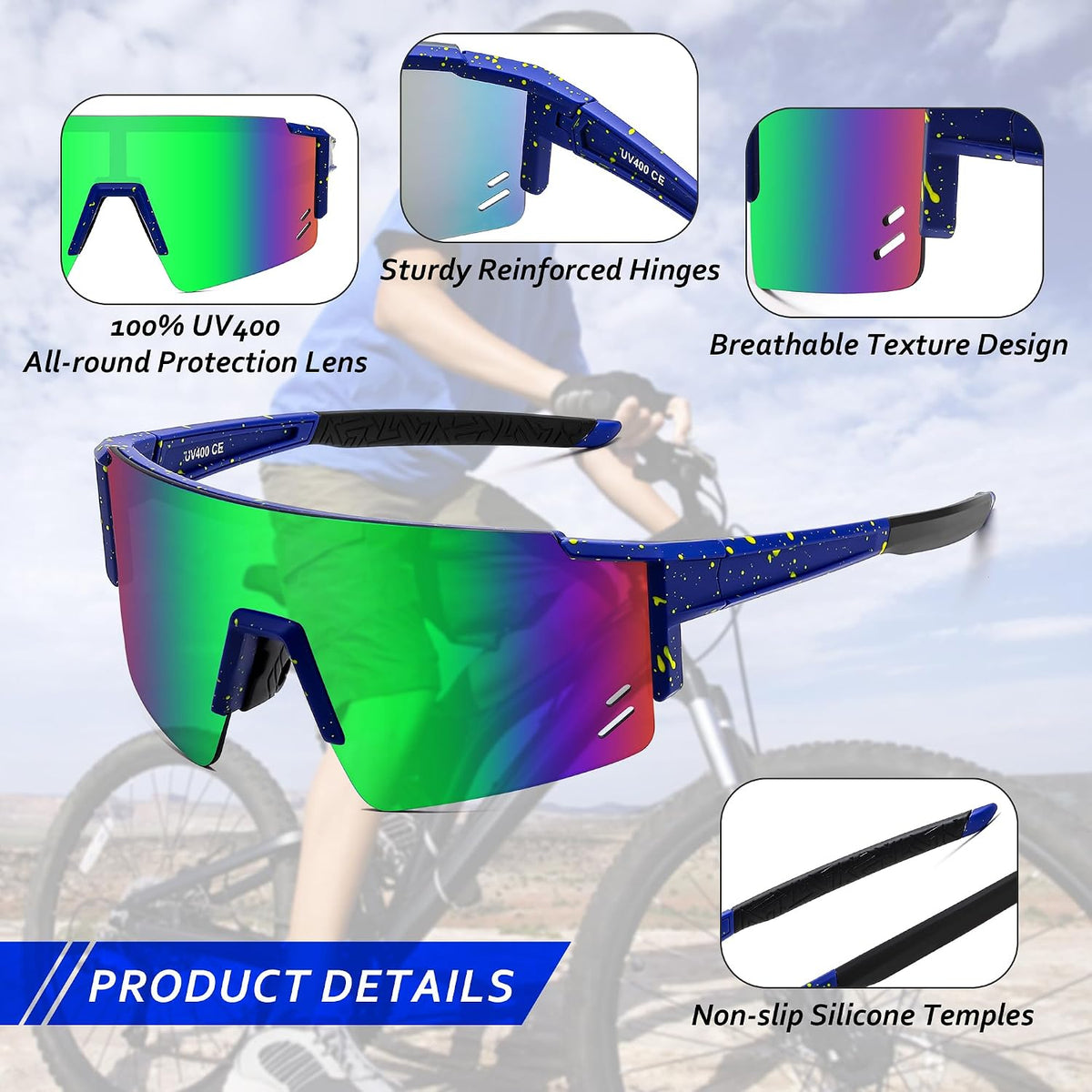 ÉÌƷͼƬ 19 | B0CCJ9N8C5 | FEISEDY Kids Sports Sunglasses UV400 for Youth, Ages 8-16 B0048