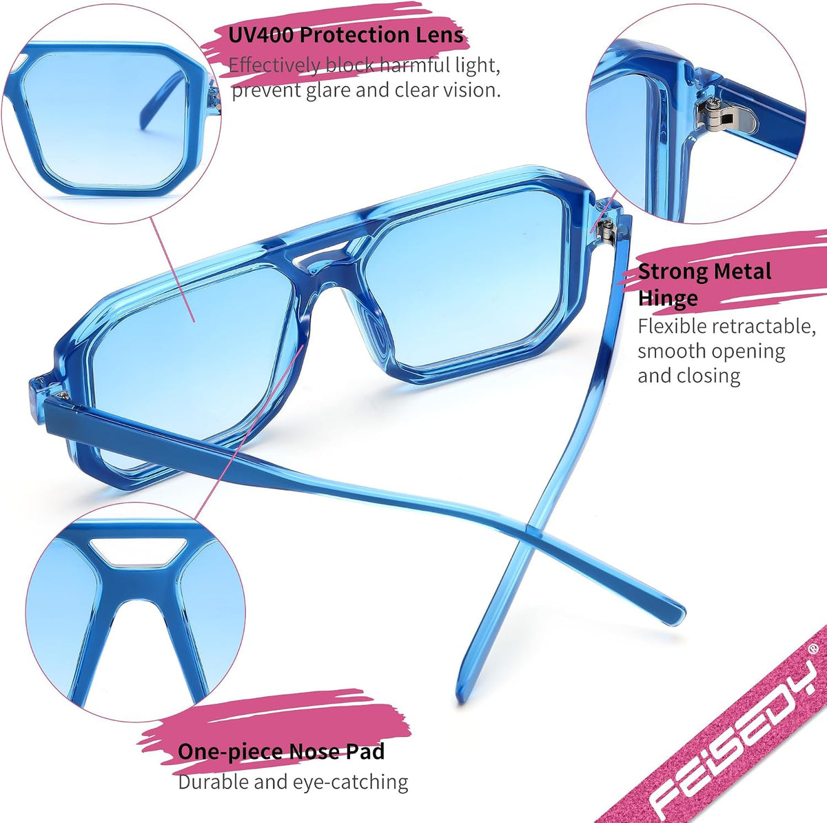 ÉÌƷͼƬ 47 | B0B9BNZRMZ | FEISEDY Retro Aviator Square Sunglasses for Women Men UV400 B2939