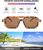 ÉÌƷͼƬ 4 | B09YTJ4FQZ | FEISEDY Vintage Square 70s Flat Aviator Sunglasses Women Men Classic Retro Stylish Frame UV400 Sunglasses B2622
