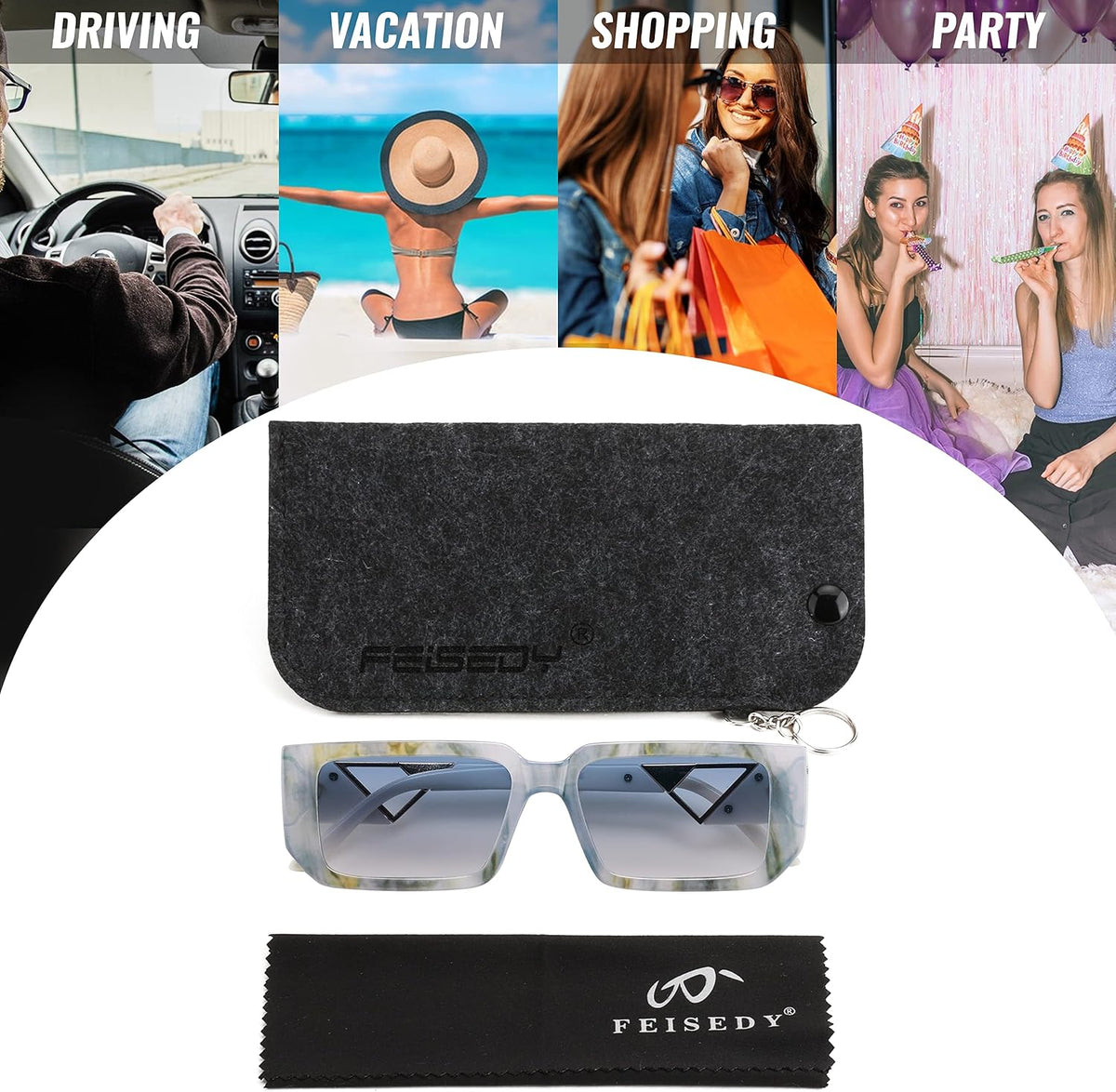 ÉÌƷͼƬ 21 | B0BP7NZR55 | FEISEDY Small Fashion Square Sunglasses for Women Men 90s Vintage Rectangle Sunglasses B2972