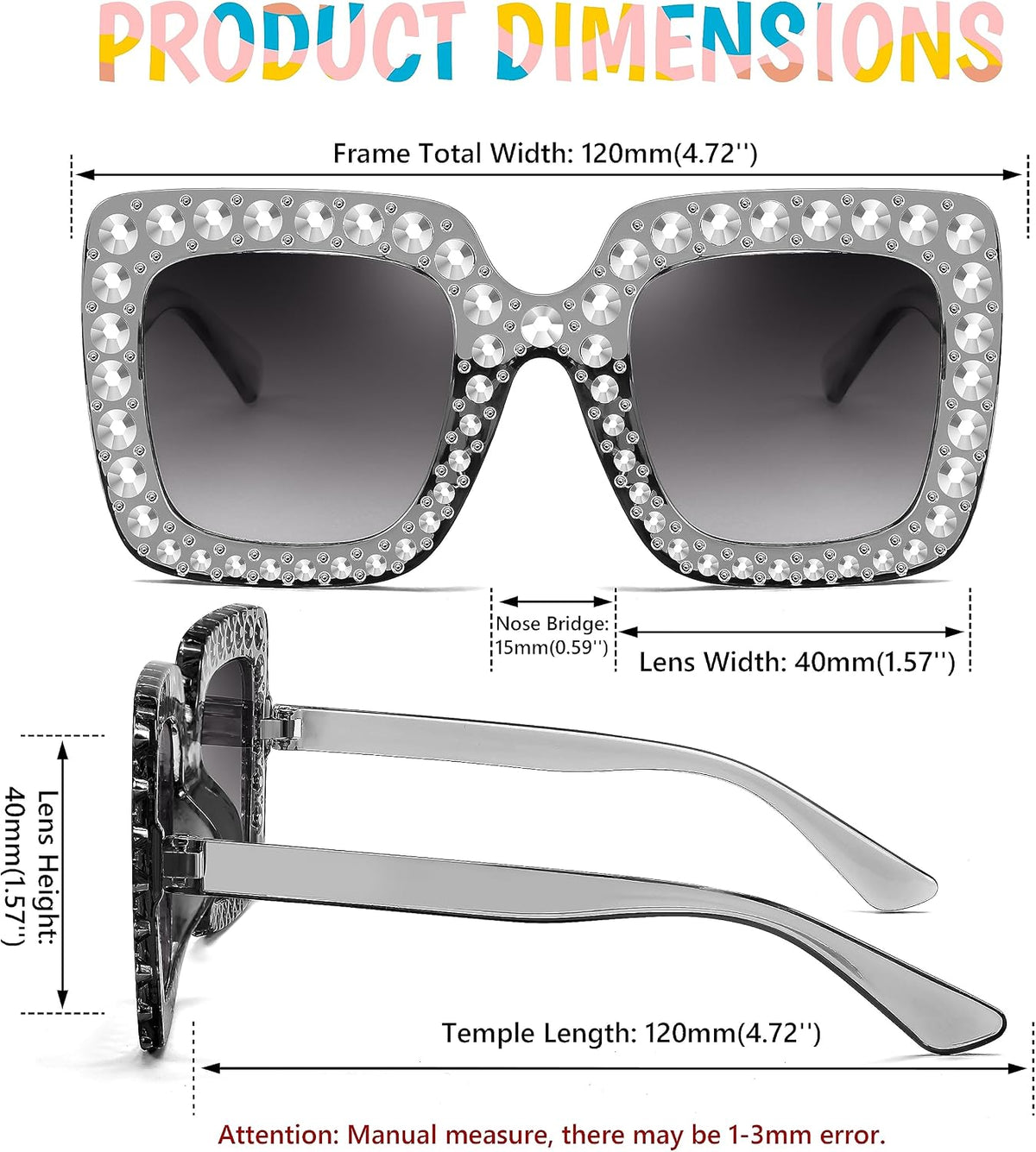 ÉÌƷͼƬ 27 | B0CFHLB4YT | FEISEDY Kids Sunglasses for Girls Oversized Square Sparkling Party Sun Glasses Lightweight Fashion Shades B0053