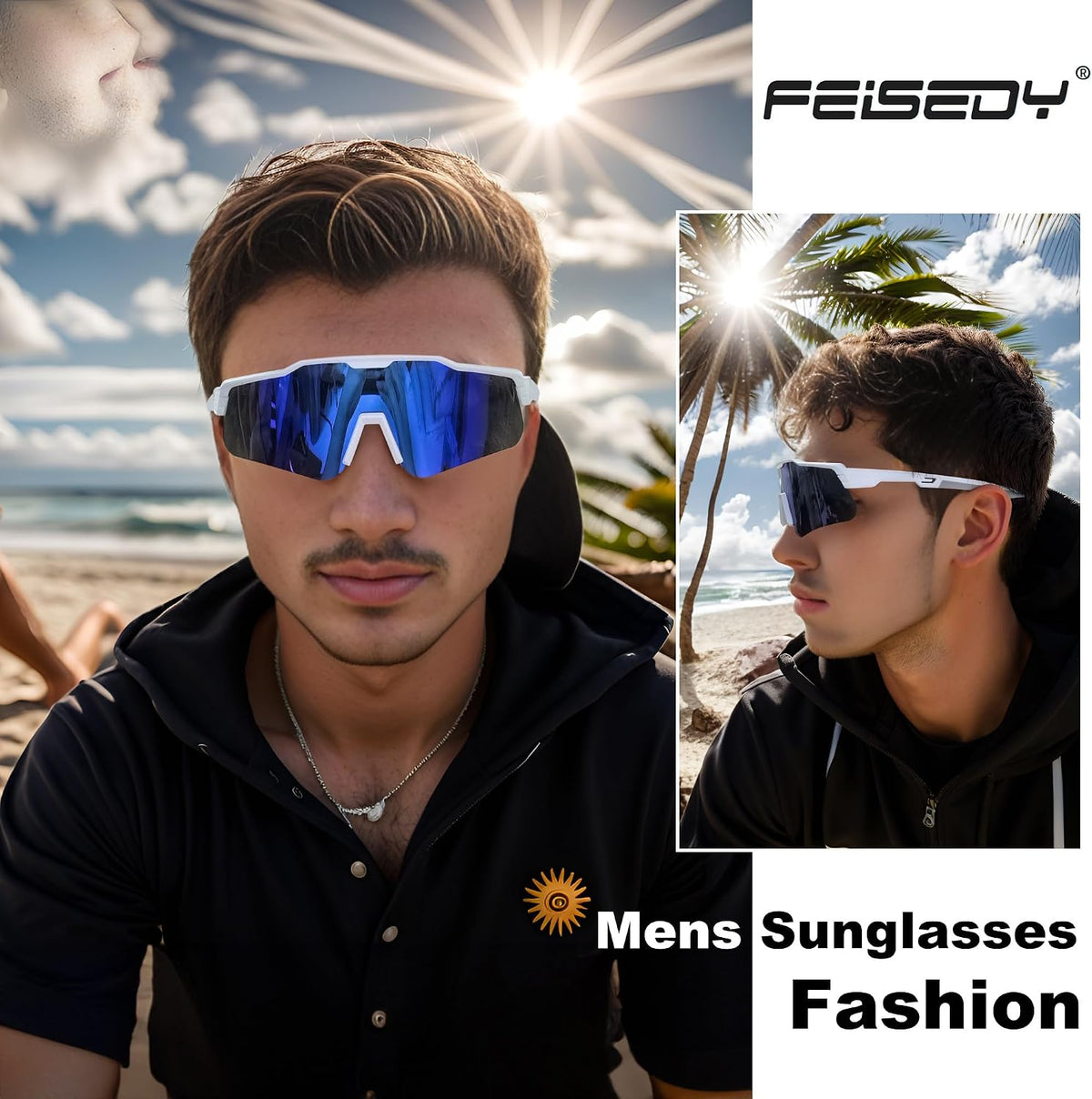ÉÌƷͼƬ 3 | B0CHHX6DXG | FEISEDY Polarized Youth Sports Sunglasses Teens Cycling Sunglasses Kids Sport Baseball Glasses for Boys Girls Age8-16 B0032