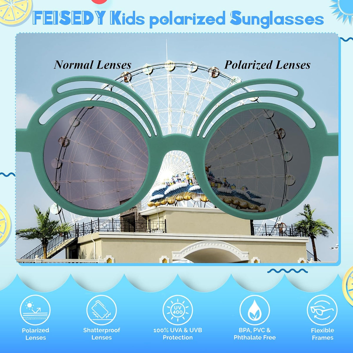 ÉÌƷͼƬ 30 | B0CQBTQZFP | FEISEDY Baby Polarized Round Sunglasses Flexible Rubber Shades with Strap for Infant Toddler Newborn Age 0-24 Months B0060