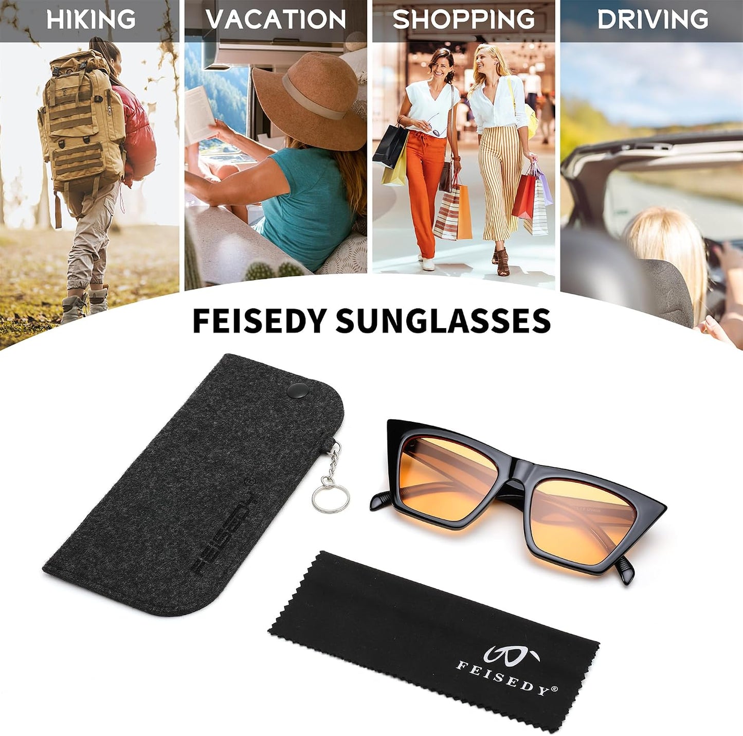 商品图片 146 | B0C5378735 | FEISEDY Vintage Square Cat Eye Sunglasses Women Trendy Cateye Sunglasses B2473