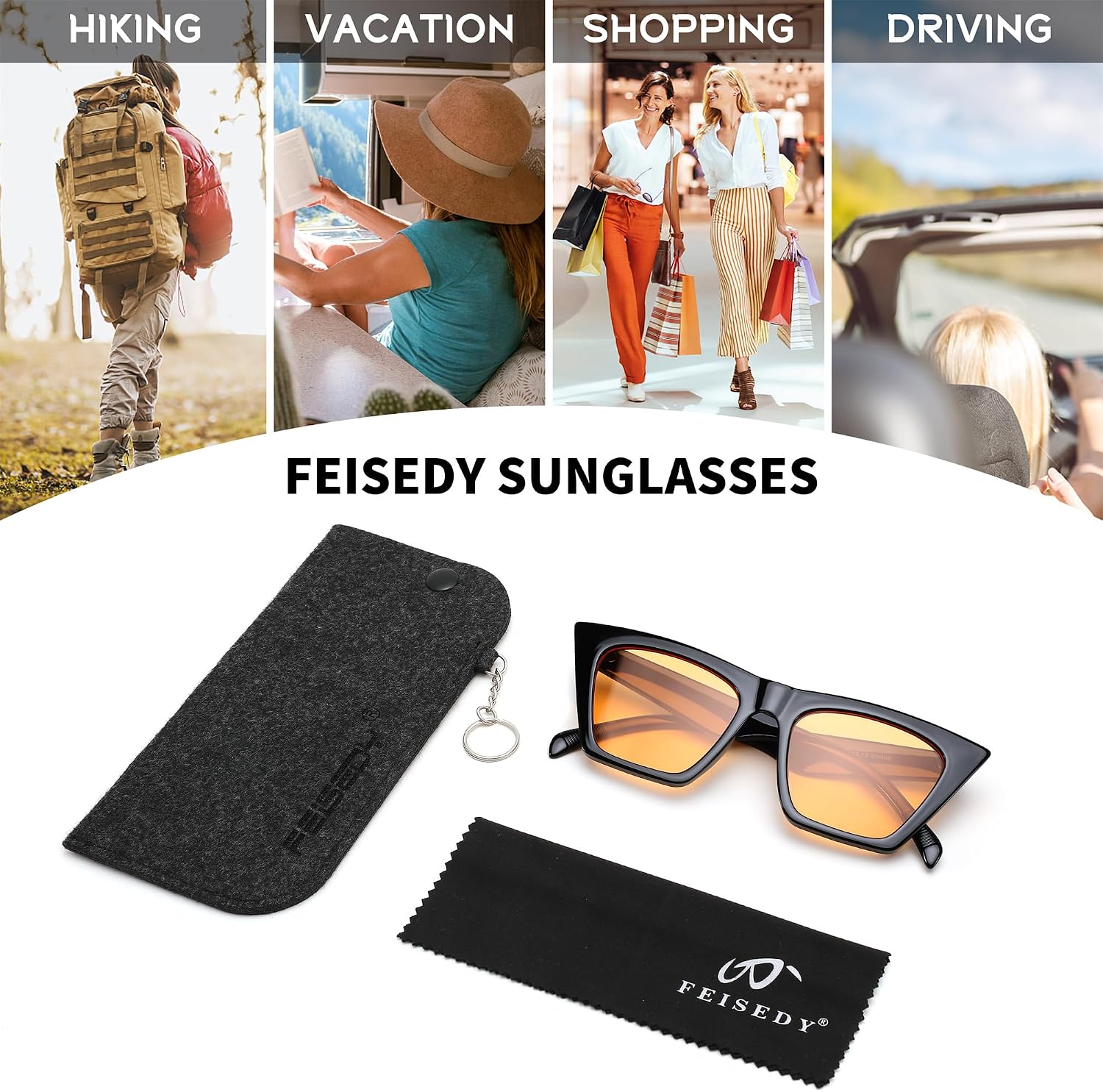 商品图片 146 | B0C5378735 | FEISEDY Vintage Square Cat Eye Sunglasses Women Trendy Cateye Sunglasses B2473