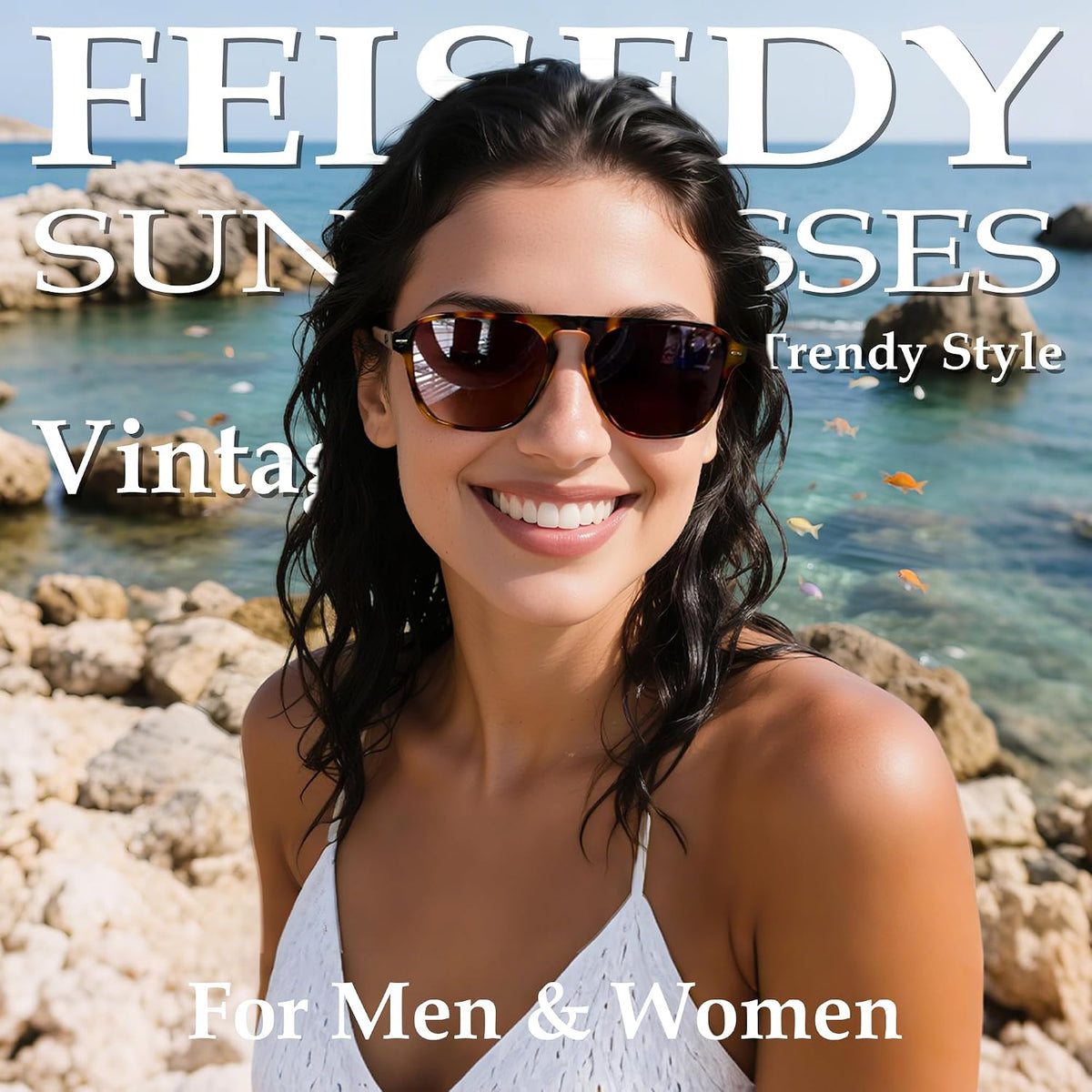 ÉÌƷͼƬ 50 | B0F4D461TF | FEISEDY Polarized Aviator Mens Sunglasses Square Modern Women Vintage Style Acetate Frame UV400 B0191