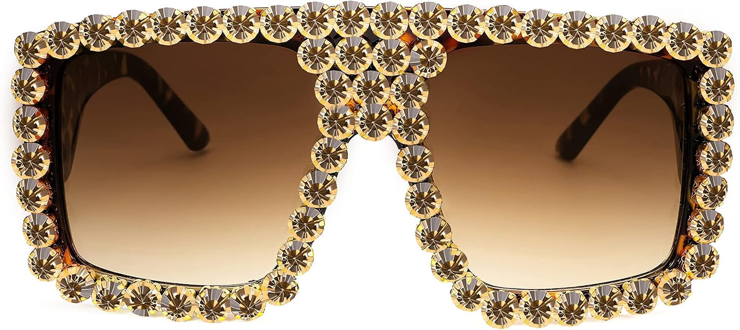 商品图片 2 | B09YHJ846J | FEISEDY Square Diamond Sunglasses for Women Retro Fashion Shiny Rhinestone Sun Glasses B2916