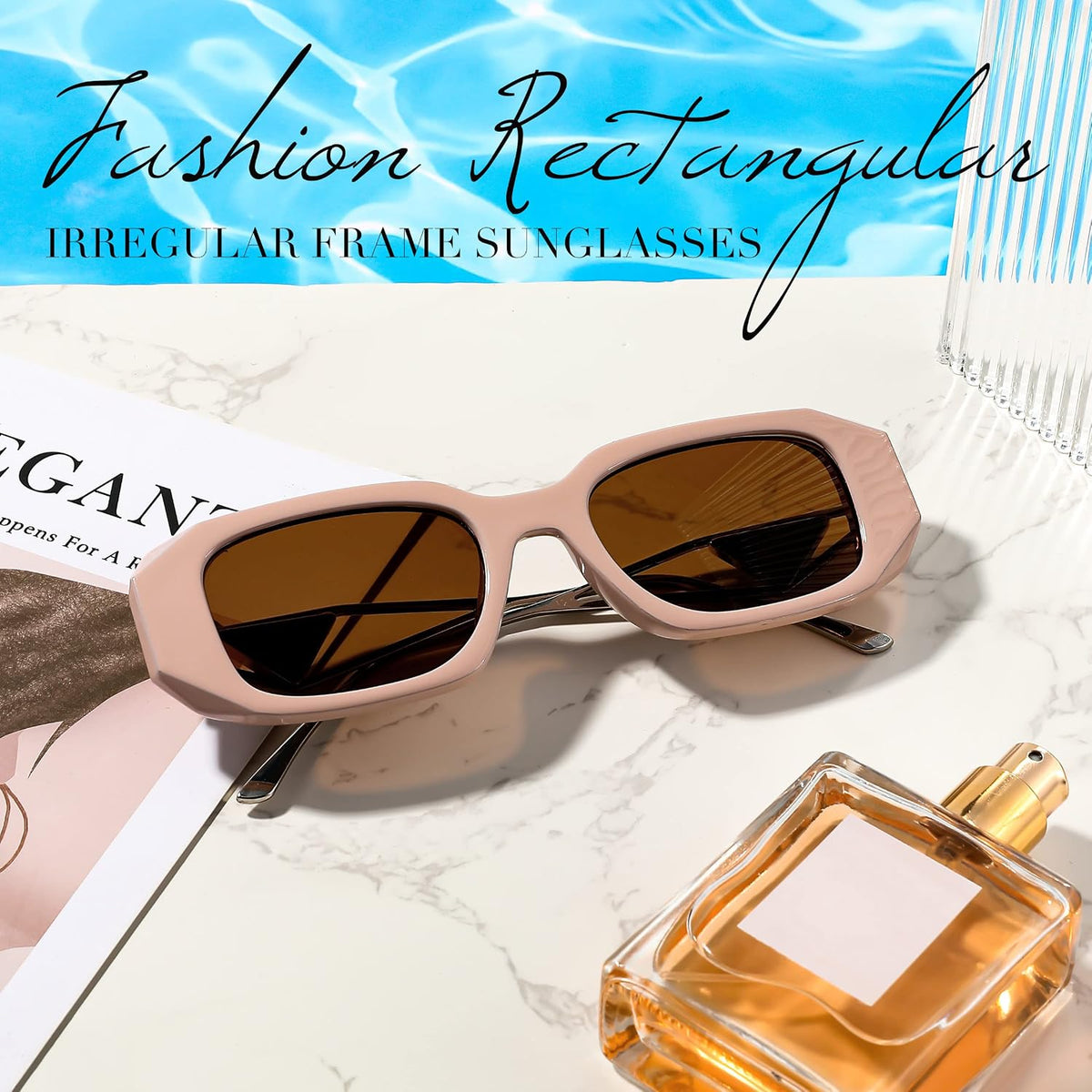 商品图片 17 | B0BV5YP1F2 | FEISEDY Retro Rectangle Sunglasses for Women Trendy Small Square Sunglasses 90s Vintage Shades B2968