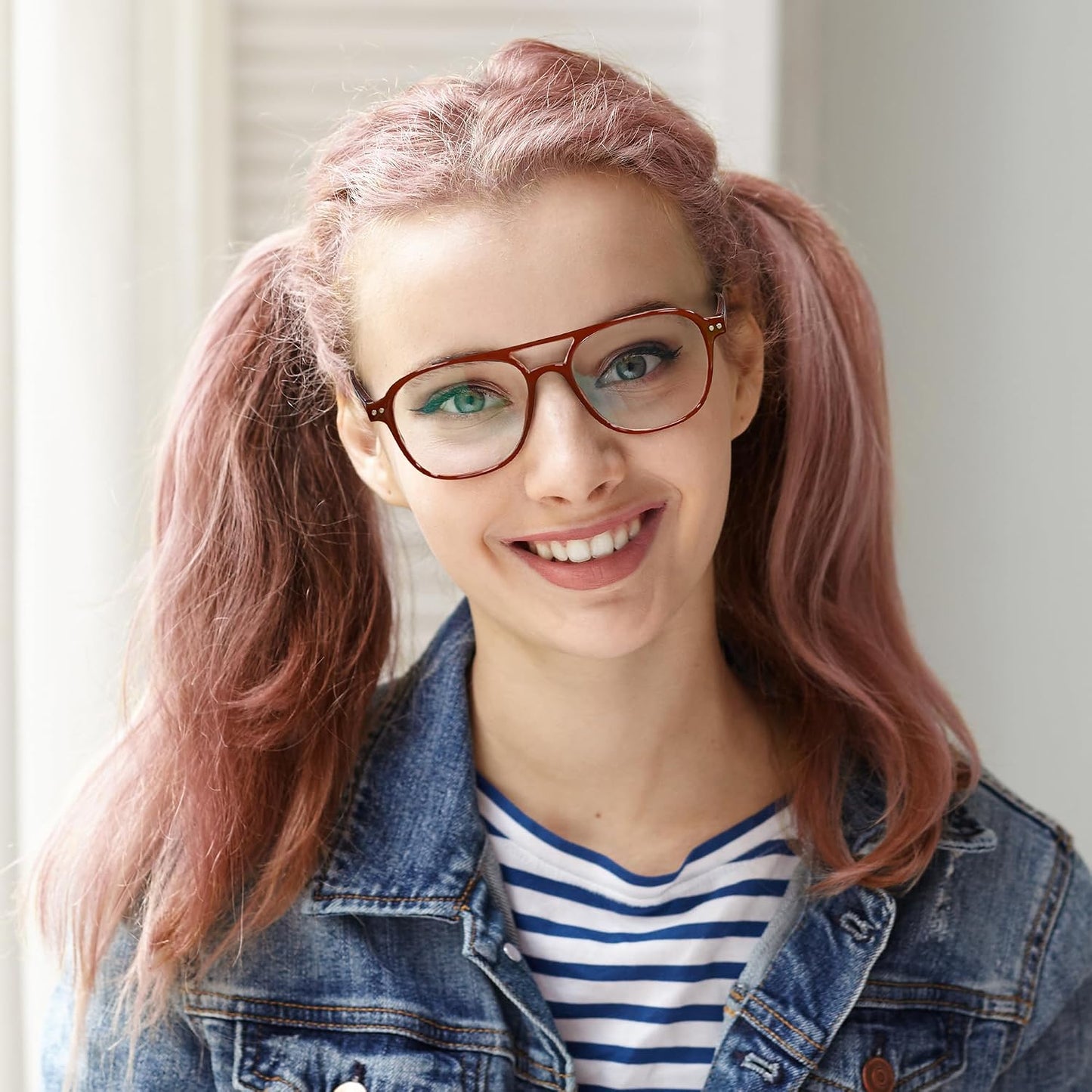 商品图片 35 | B0CY2LFJP7 | FEISEDY Blue Light Blocking Glasses Women Men Square Computer Lightweight Pilot Glasses Anti Eyestrain & UV Glare B0141