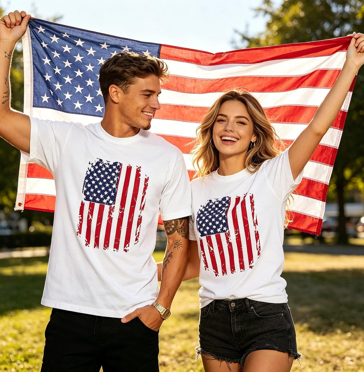 商品图片 3 | B0H4KH6RPF | 4th of July Shirts for Men, USA American Flag Patriotic T-Shirt, Short Sleeve Independence Day Graphic Tee Tops