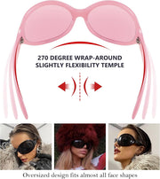ÉÌƷͼƬ 37 | B0BYX6JXMW | FEISEDY Bug Eye Y2K Oversized Sunglasses Women Men Oval Frame B2391