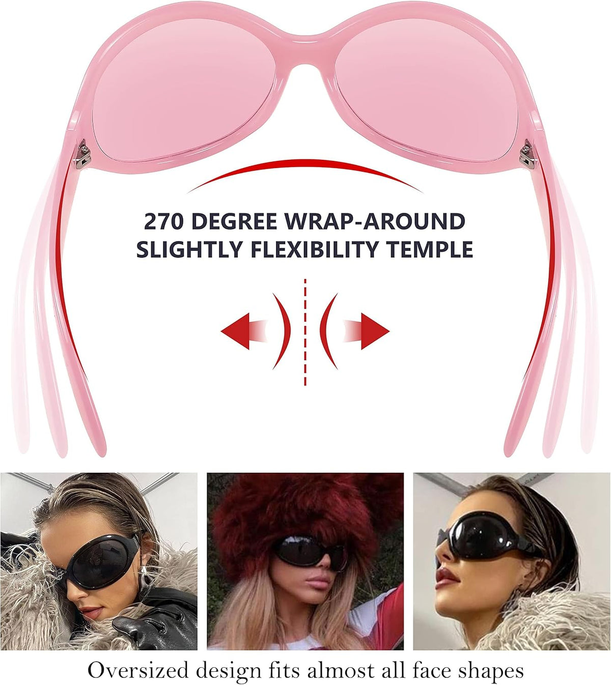 ÉÌƷͼƬ 37 | B0BYX6JXMW | FEISEDY Bug Eye Y2K Oversized Sunglasses Women Men Oval Frame B2391