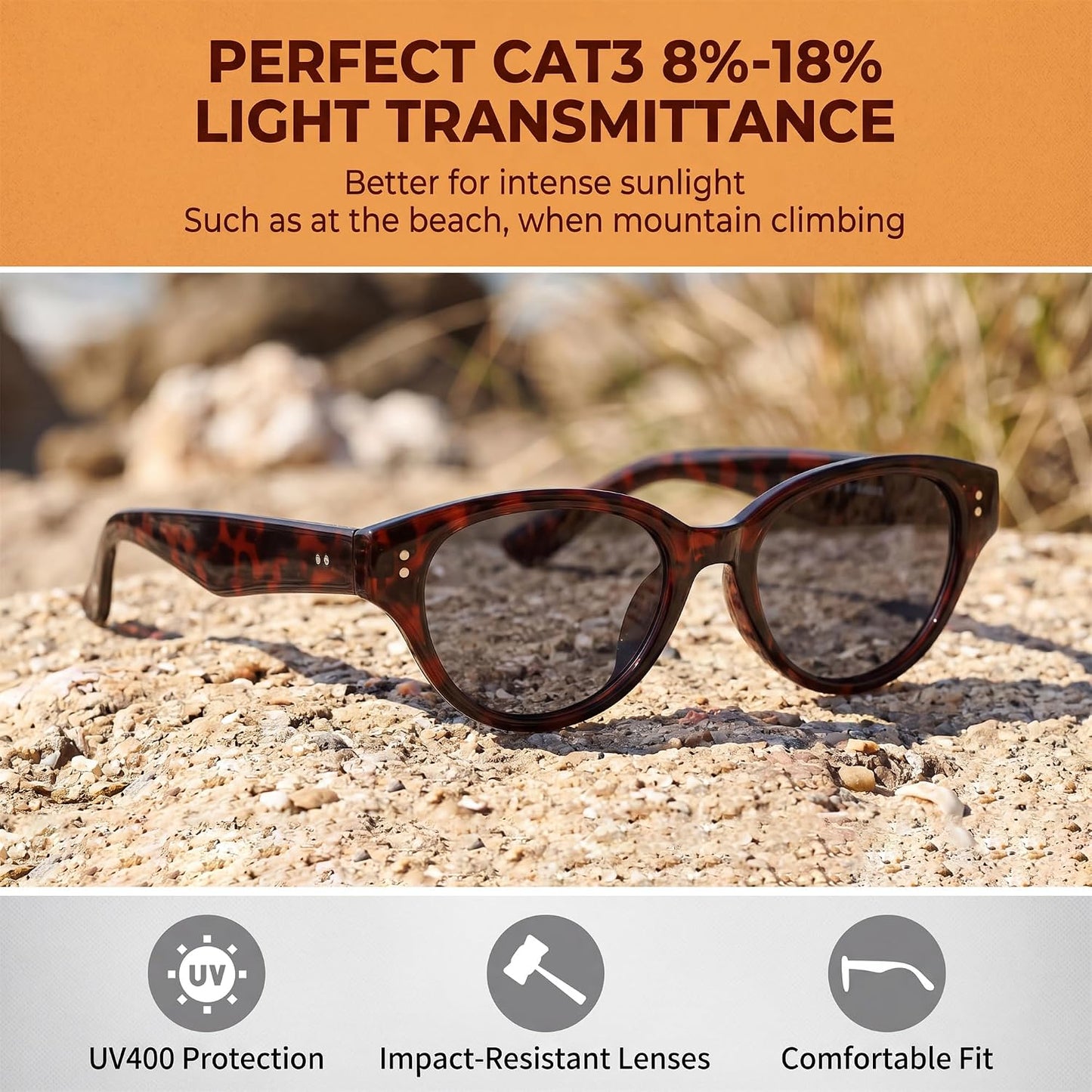 商品图片 11 | B0GVNVB7XS | FEISEDY Retro Oval Cat Eye Sunglasses for Women UV400 Protection B0419