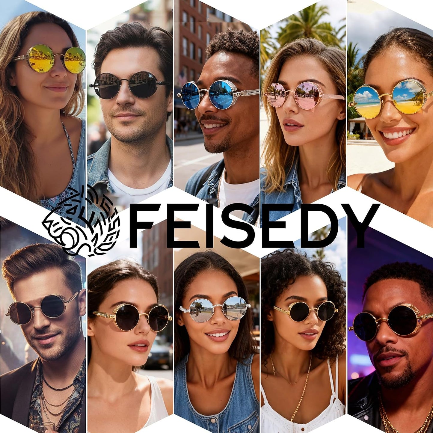 商品图片 5 | B06XY36GDW | FEISEDY Retro Gothic Steampunk Sunglasses For Men Women