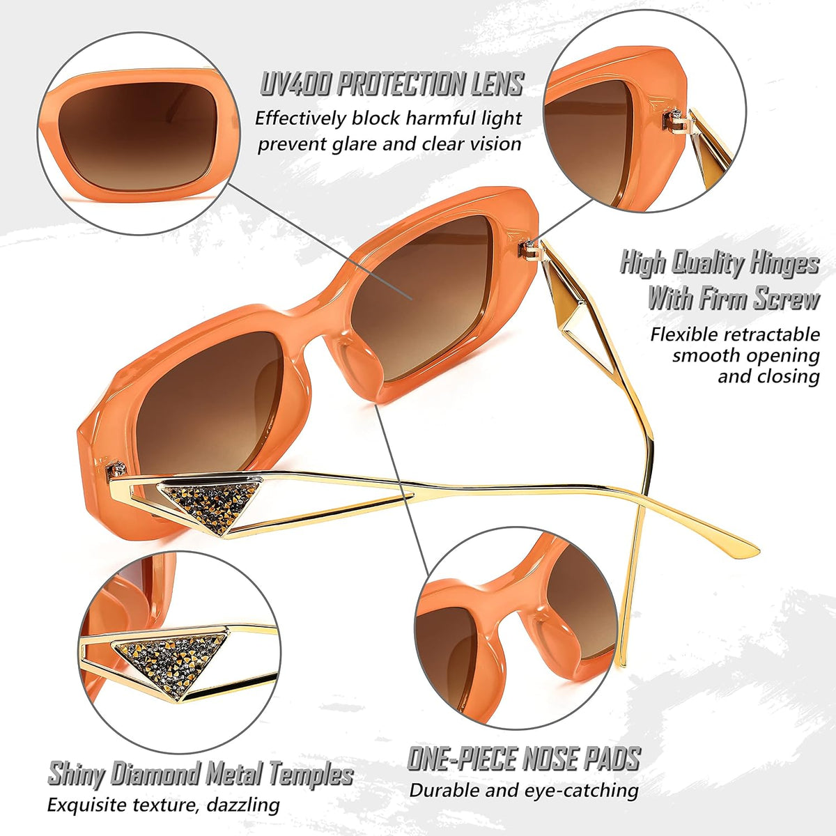 商品图片 26 | B0BV5YP1F2 | FEISEDY Retro Rectangle Sunglasses for Women Trendy Small Square Sunglasses 90s Vintage Shades B2968