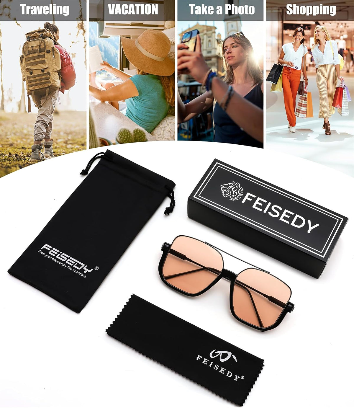 ÉÌƷͼƬ 28 | B0GXYGJLHV | FEISEDY Retro Square Aviator Sunglasses for Women Men Y2K Oversized B0432