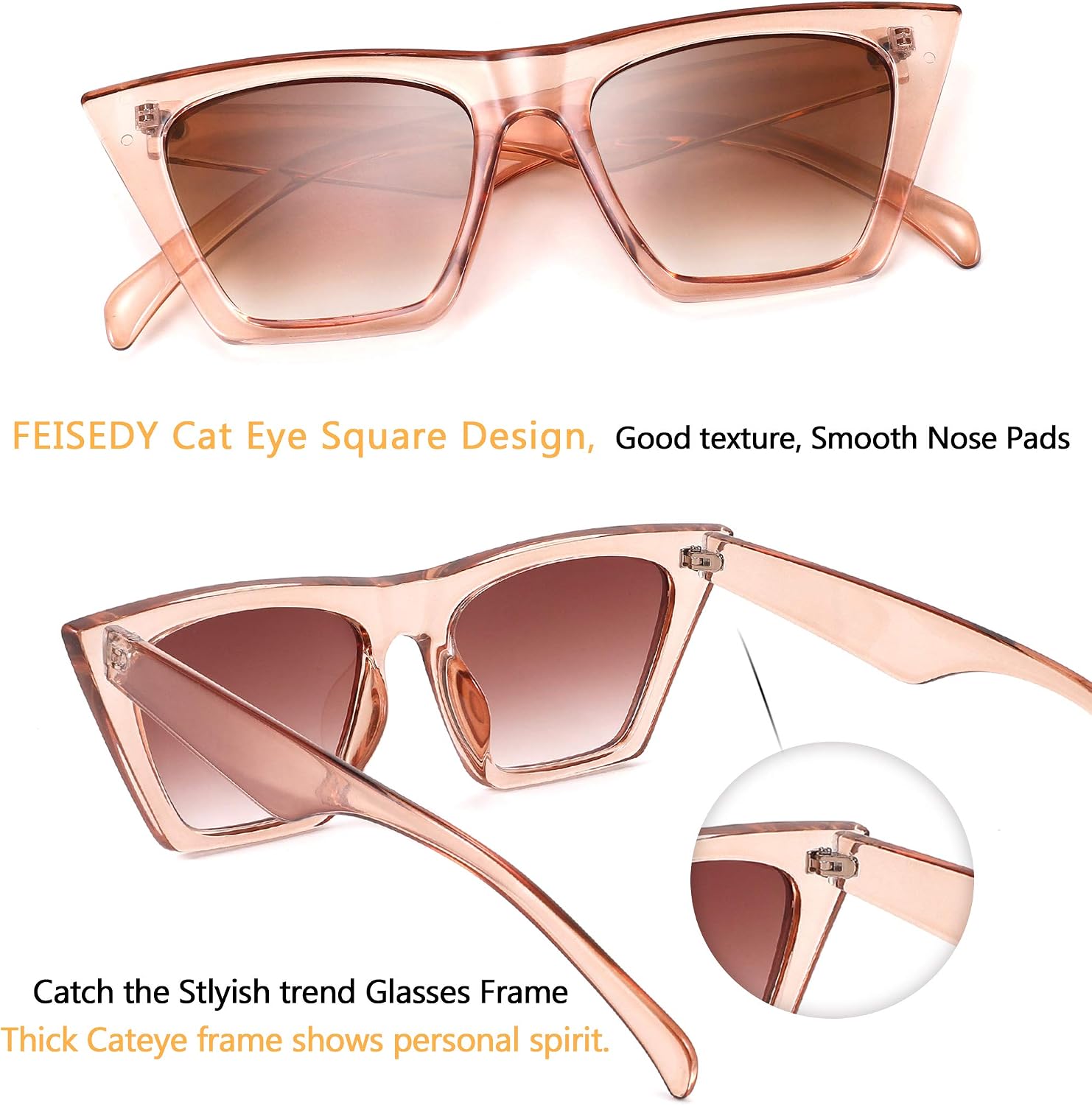 商品图片 71 | B0C5378735 | FEISEDY Vintage Square Cat Eye Sunglasses Women Trendy Cateye Sunglasses B2473