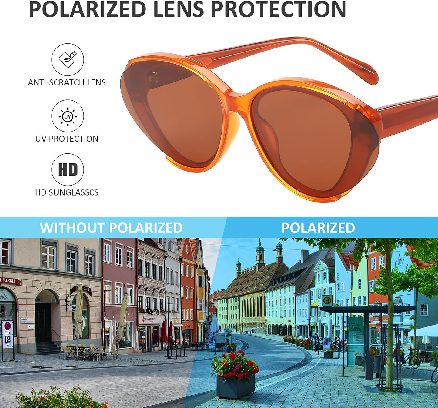 商品图片 30 | B0D6YJVTMS | FEISEDY Retro Polarized Cat Eye Sunglasses Women Trendy Mirrored Classic Designer Sunglasses UV Protection B0197