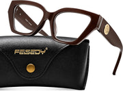 Brown / 52 Millimeters | B0GQZ4LJYN | FEISEDY Women Cat Eye Blue Light Blocking Glasses for Women B0350