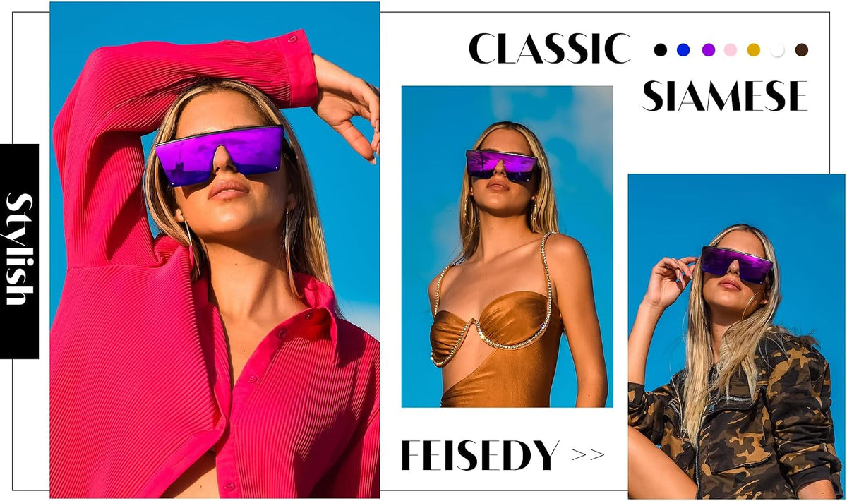 ÉÌƷͼƬ 64 | B09H6XXSDN | FEISEDY Oversized Sunglasses Mens Womens Flat Top Square Trendy Visor Shades UV400 B2470