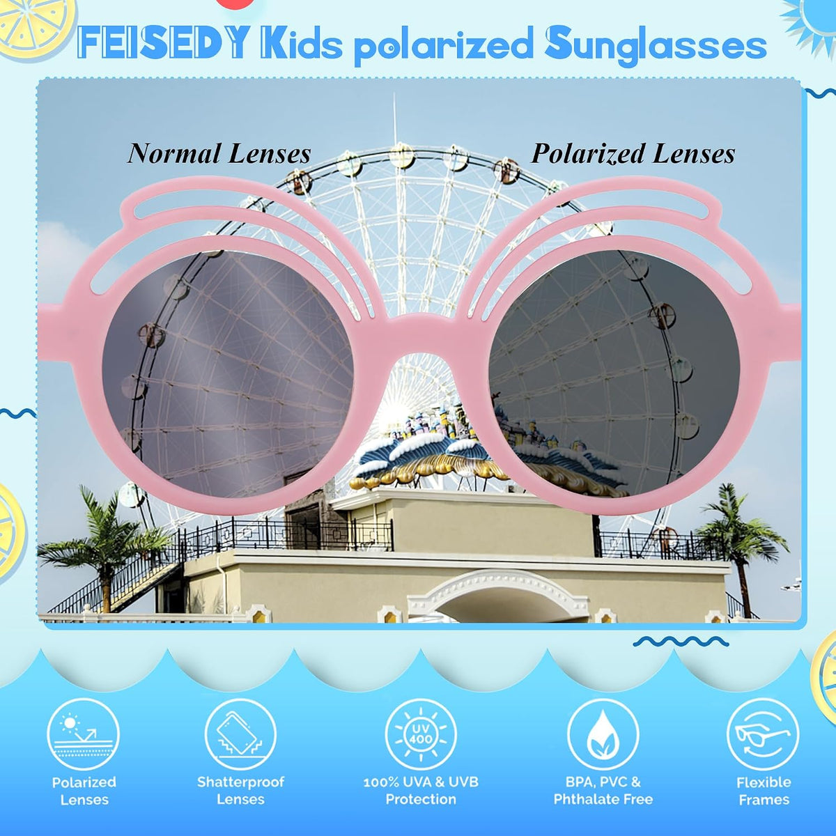 ÉÌƷͼƬ 45 | B0CQBTQZFP | FEISEDY Baby Polarized Round Sunglasses Flexible Rubber Shades with Strap for Infant Toddler Newborn Age 0-24 Months B0060