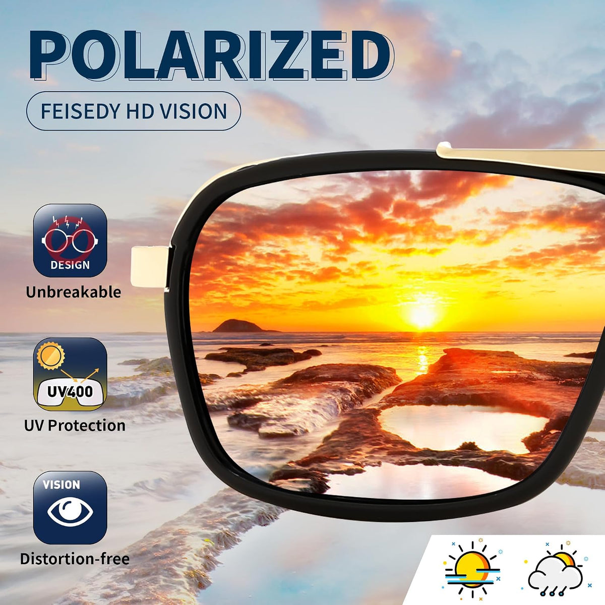 ÉÌƷͼƬ 4 | B0FDKZNCG9 | FEISEDY Retro Aviator Polarized Sunglasses For Women Men 70s Trendy B0292