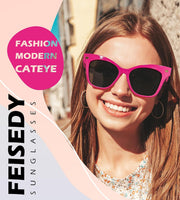 ÉÌƷͼƬ 17 | B0CJNSZC8B | FEISEDY Trendy Polarized Sunglasses, Retro Cateye Frame for Women, UV400 Protection Shades B0009