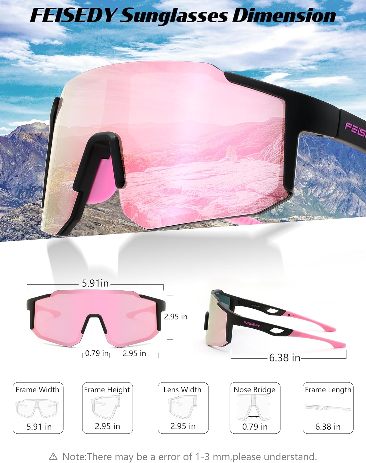ÉÌƷͼƬ 11 | B0FMRGGCL4 | FEISEDY Polarized Sports Sunglasses for Men Women Youth - Baseball, Running, Cycling UV400 Protection 4 Lenses B0279