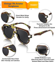 ÉÌƷͼƬ 42 | B0CDGNN3ZN | FEISEDY Vintage 70s Aviator Sunglasses Men Women Classic Retro Trendy Large Frame UV400 Sun Glasses B0030