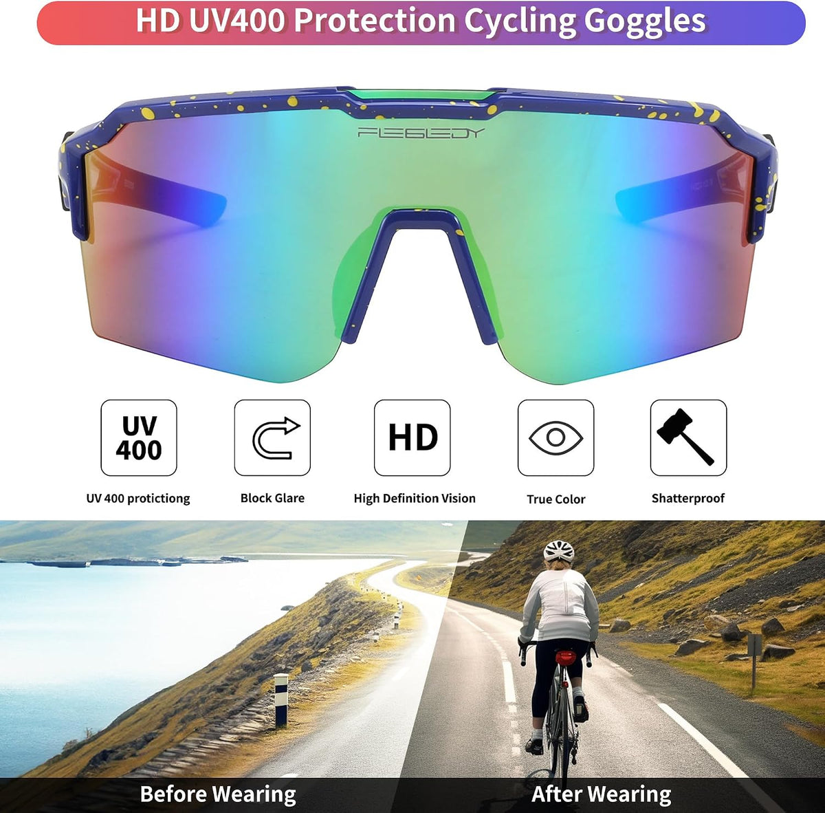 ÉÌƷͼƬ 23 | B0CVWYCSZS | FEISEDY Sports Sunglasses for Men Women Baseball Cycling Running Driving Glasses UV400 B0088