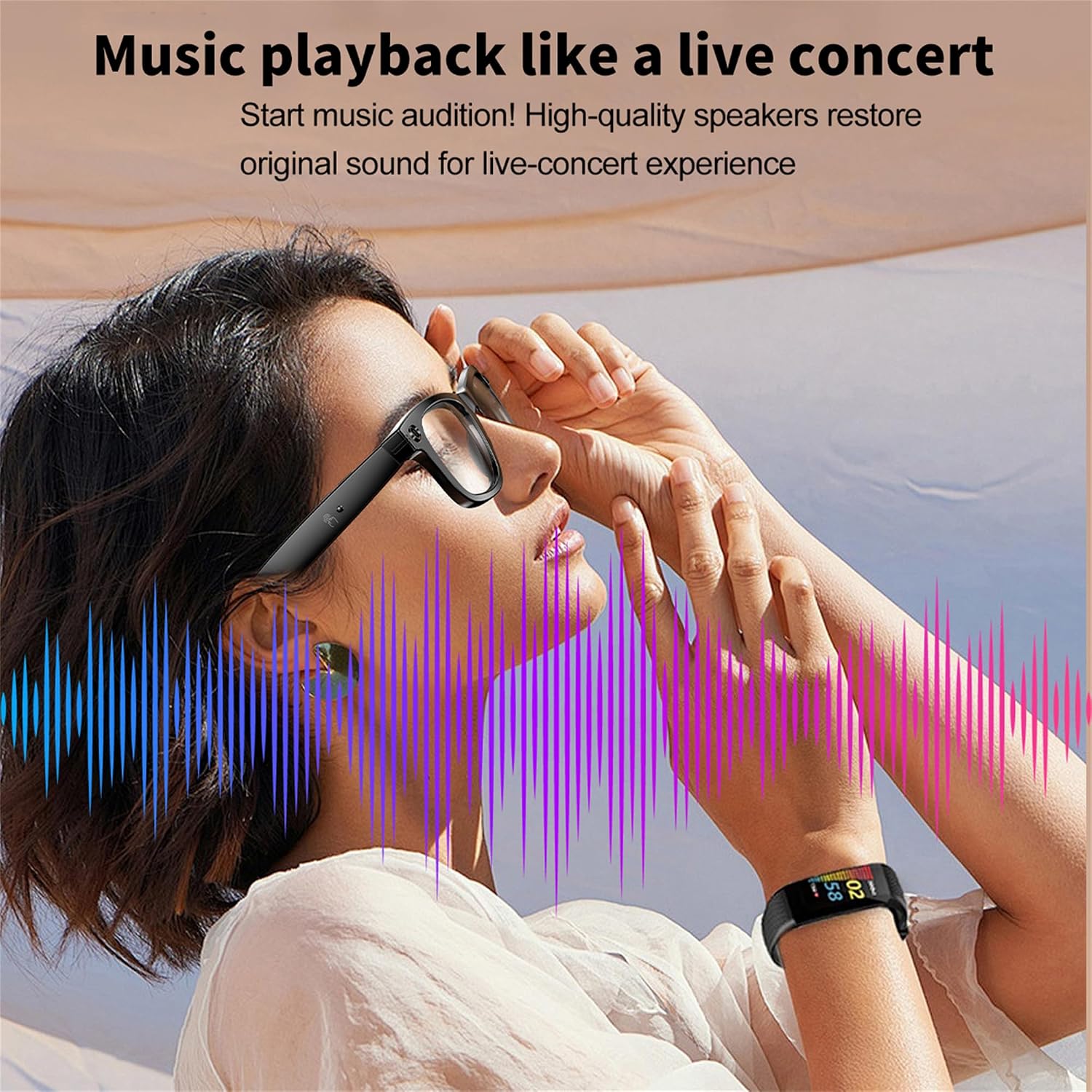 商品图片 4 | B0G29CH5X1 | FEISEDY Smart Glasses, Bluetooth Audio Speaker, AI Translation, Voice Control,Unisex B0340