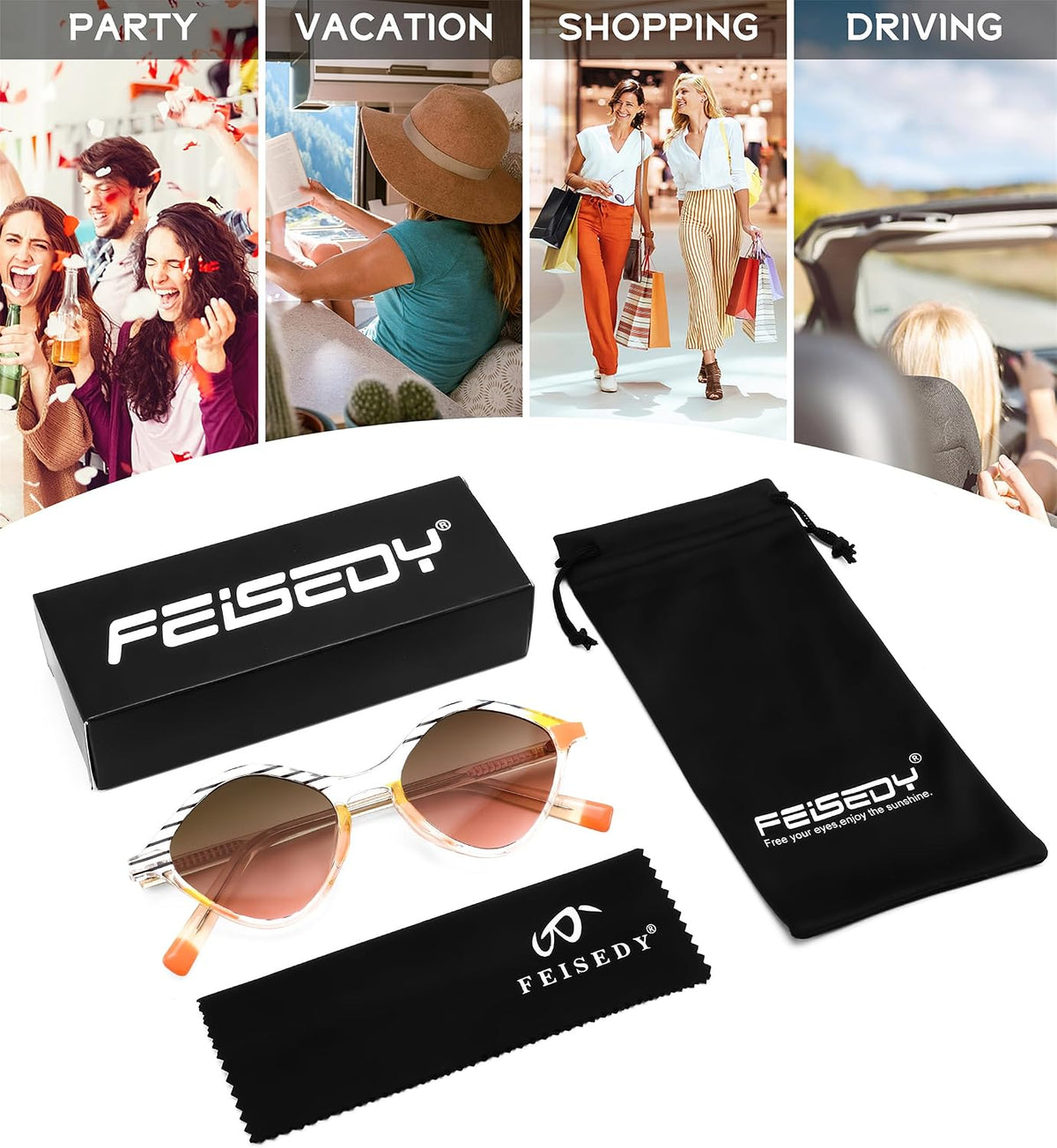 ÉÌƷͼƬ 28 | B0DJ6Y4Z5K | FEISEDY Sunglasses Womens Trendy Rectangle Retro Y2K Classic Sun Glasses Fashion Square UV400 Protection B0235