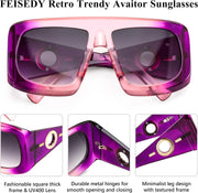 ÉÌƷͼƬ 11 | B0CYX6Y87W | FEISEDY Retro Oversized Avaitor Sunglasses for Women Men Bold Thick Frame Flat Top Shades B0126