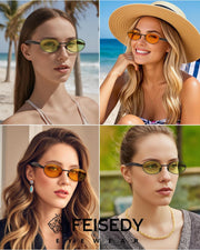 ÉÌƷͼƬ 27 | B0FH4FH8VH | FEISEDY Retro Oval Sunglasses Women Men - Gold Metal Chunky Frame, UV400 for Driving & Daily Wear B0312