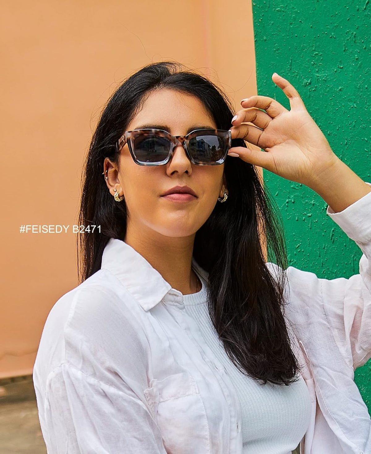 ÉÌƷͼƬ 82 | B07MNGNLNT | FEISEDY Classic Women Sunglasses Fashion Thick Square Sun Glasses B2471