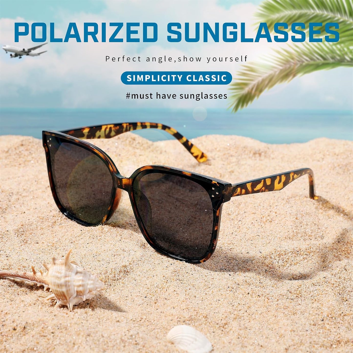 商品图片 7 | B0871BKMTN | FEISEDY Oversized Polarized Sunglasses - UV400 Protection, Square Fashion Sun Glasses for Outdoor & Daily B2600