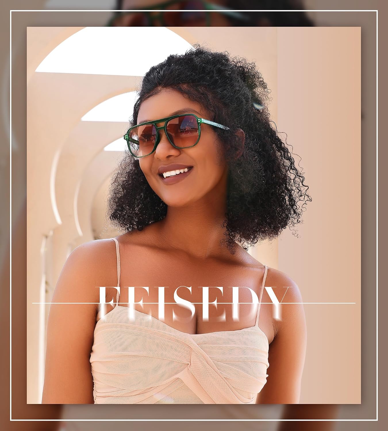 商品图片 15 | B09J8999GR | FEISEDY Retro Square Aviator Sunglasses Women Men 70s Vintage Trendy Plastic Frame Sun Glasses B2835