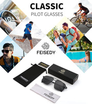 ÉÌƷͼƬ 8 | B0GQY2S7JF | FEISEDY Vintage Polarized Aviator Sunglasses Men Women Classic American Gradient Lens UV400 Protection B0273