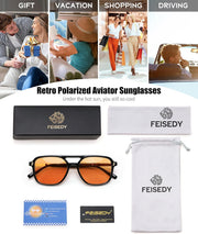 ÉÌƷͼƬ 56 | B0H2V9BFS5 | FEISEDY Retro Polarized Aviator Square Sunglasses for Women Men UV400 B0357