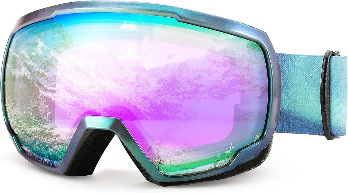 A1-revopurple Vlt 69% | B0BGPTK55F | FEISEDY Ski Goggles, OTG Snow Sport Goggles for Adult Youth, Anti-Fog UV400 Protection Bendable Dual-Lenses B2961
