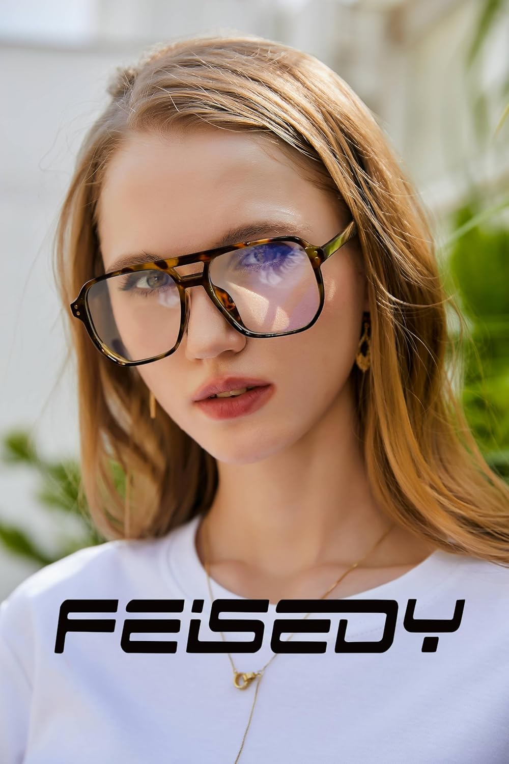 商品图片 20 | B0FWXP3HKW | FEISEDY Fashion Aviator Blue Light Reading Glasses for Woman Men B0318 | Square Pilot Computer Glasses, Anti Eyestrain Glare Readers