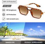 ÉÌƷͼƬ 40 | B0925V3NP4 | FEISEDY Vintage Square 70s Flat Aviator Sunglasses Women Men Metal Design Shades B2752