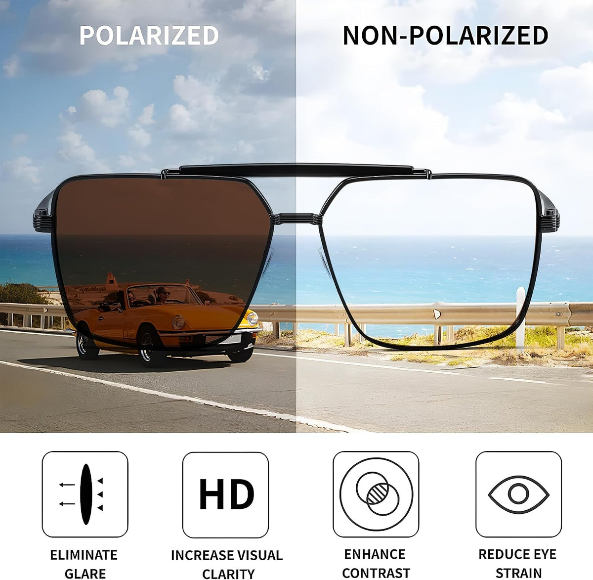 ÉÌƷͼƬ 10 | B0CP21BC1C | FEISEDY Trendy Polarized Aviator Sunglasses Womens Mens Retro Square Double Bridge Metal 90s Shades B0098