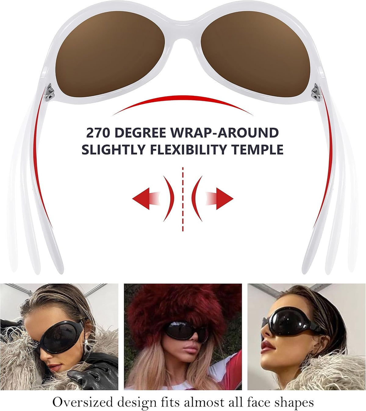 ÉÌƷͼƬ 19 | B0BYX6JXMW | FEISEDY Bug Eye Y2K Oversized Sunglasses Women Men Oval Frame B2391