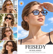 ÉÌƷͼƬ 24 | B0HJYQR9BW | FEISEDY Classic Square Sunglasses for Women Men, Retro Trendy Shades B0493
