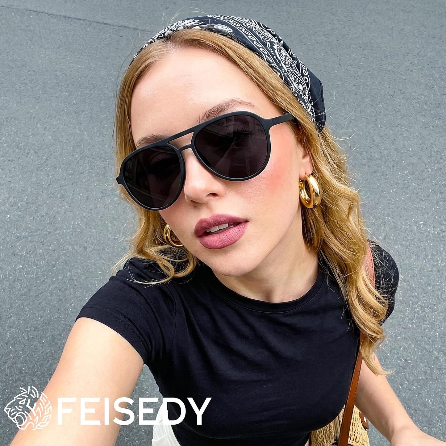 商品图片 2 | B0FY6J455M | FEISEDY Polarized Aviator Sunglasses for Men Women Trendy Sports B0324 | 100% UV400 protection, HD TAC lenses, Lightweight & durable, Driving, Hiking, Fishing, 50% recycled materials