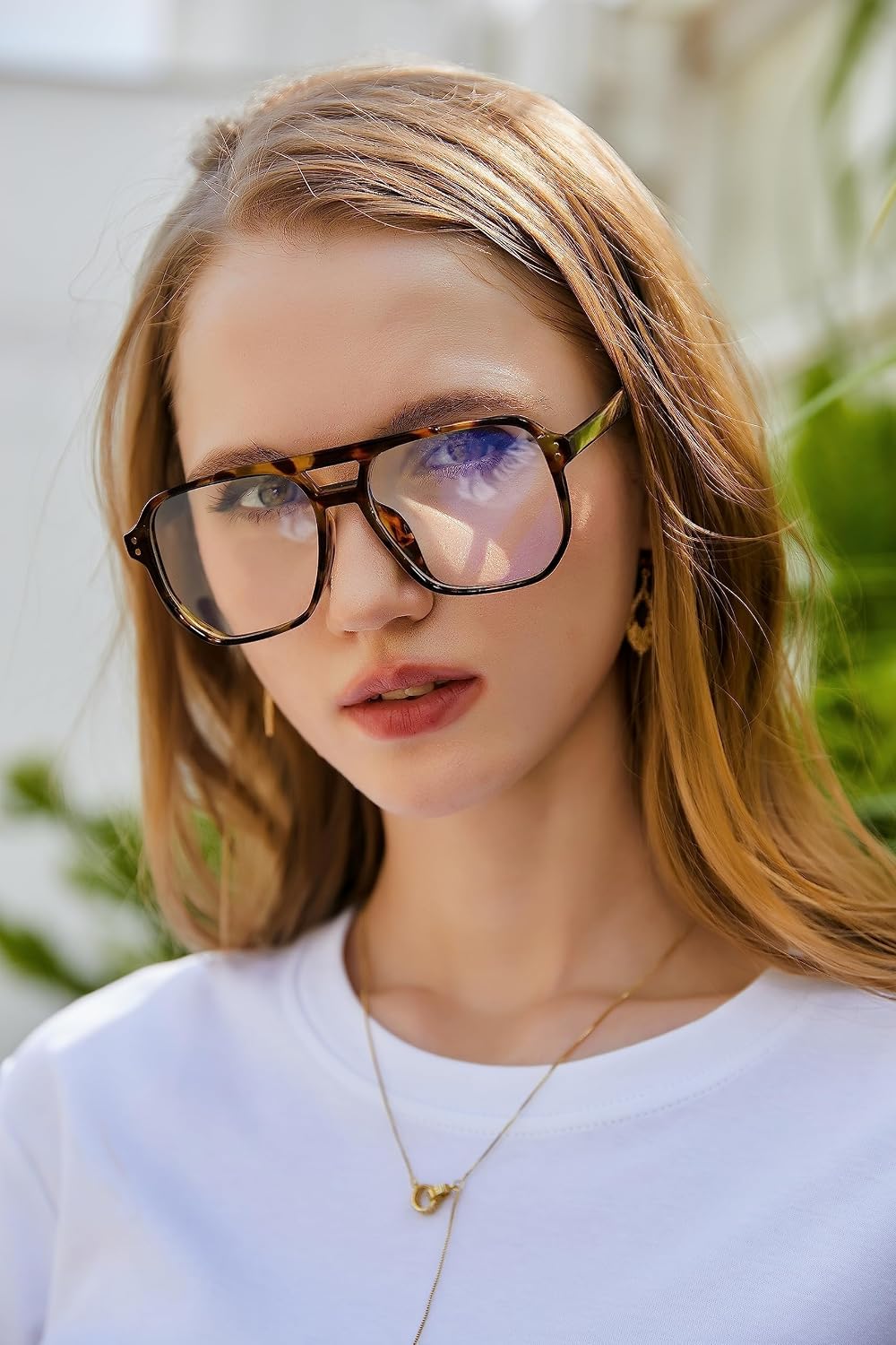 商品图片 2 | B0C6ZZXZ3F | FEISEDY Blue Light Glasses for Women Men Oversized Pilot Lightweight B2866